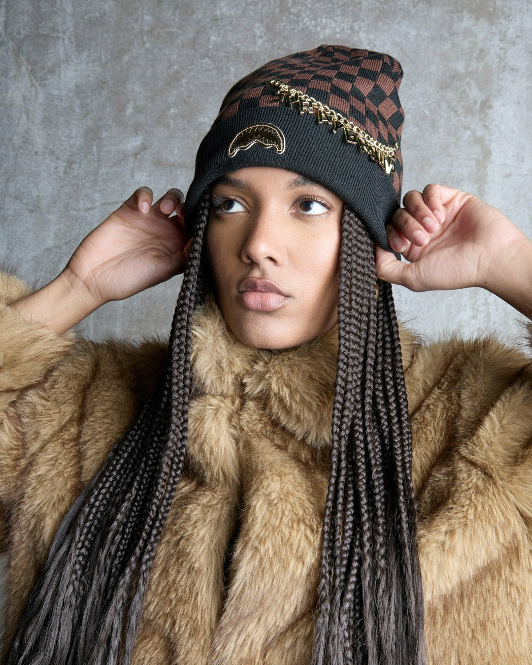 Sprayground GOLD CHAIN CHECK BEANIE