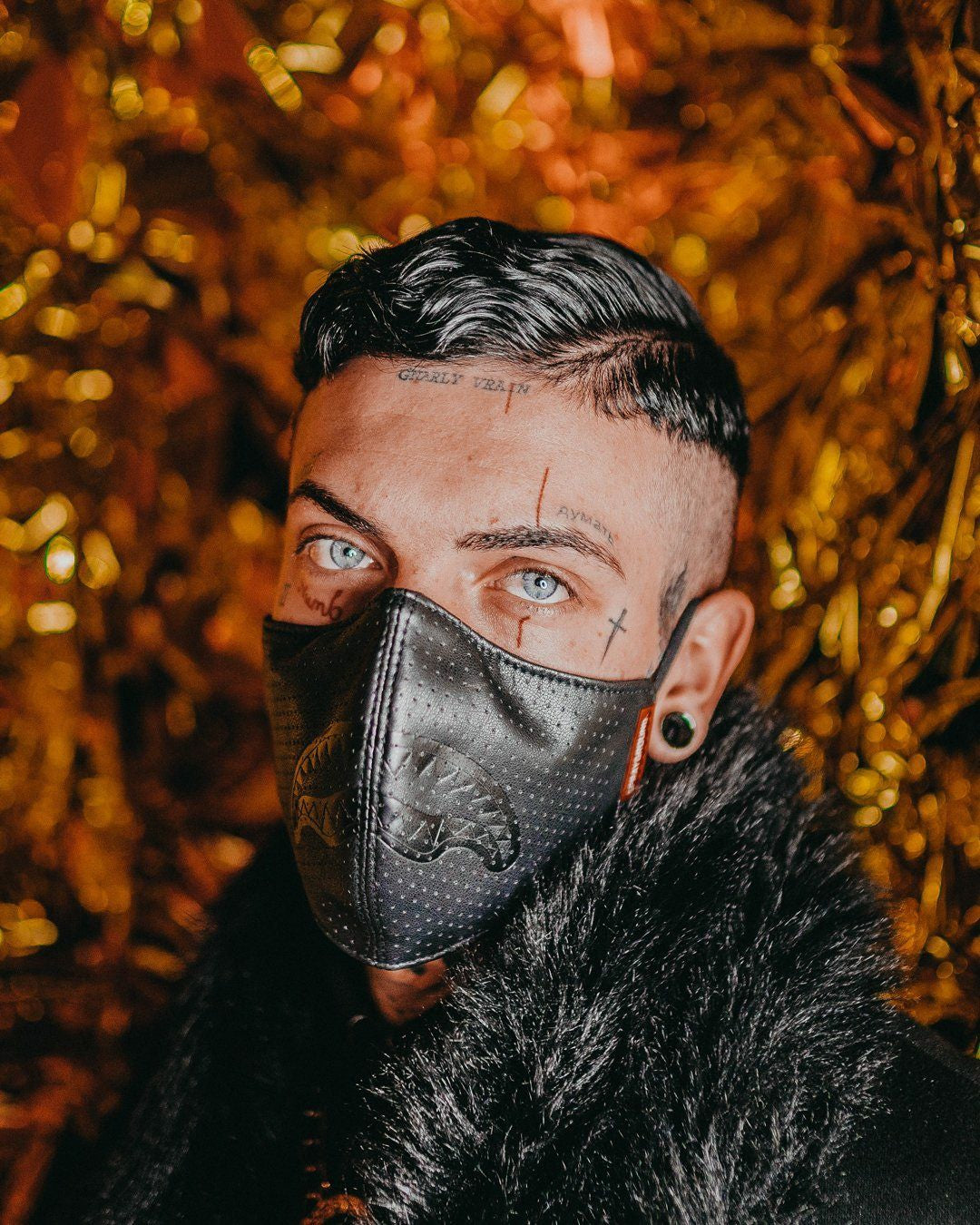 Sprayground MIDNIGHT SHARK VEGAN LEATHER FACEMASK