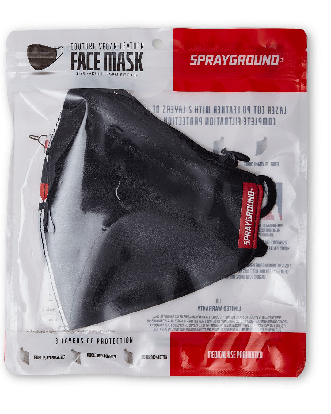 Sprayground DAMAGE CONTROL STASH POCKET VEGAN LEATHER FACE MASK