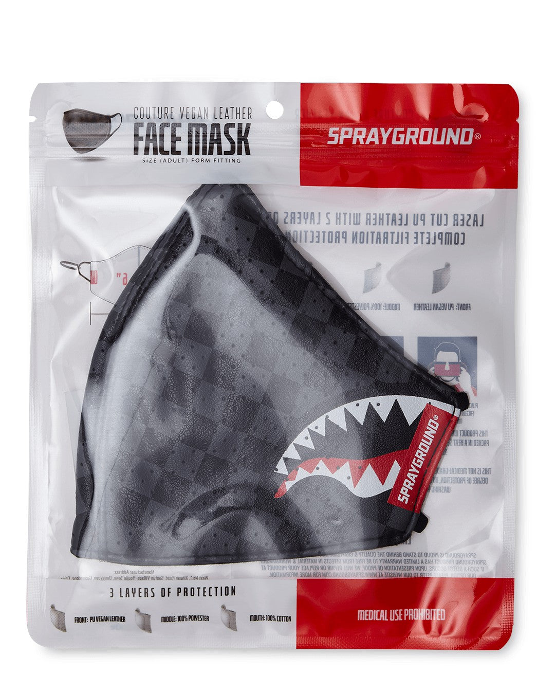 Sprayground SHARKS IN PARIS (GRAY) VEGAN LEATHER FACE MASK