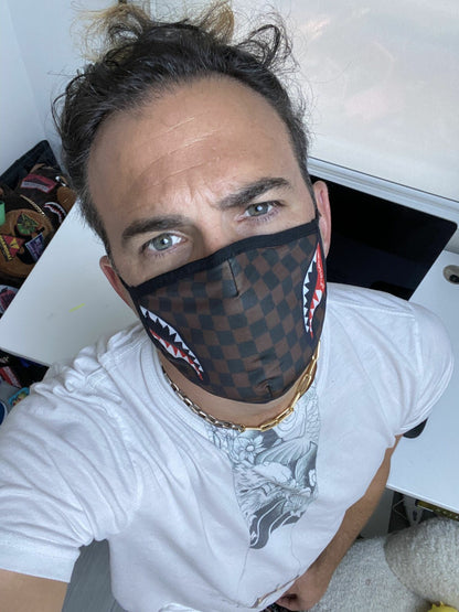 Sprayground ADULT SHARKS IN PARIS (SIDE SHARK) FORM-FITTING FACE MASK
