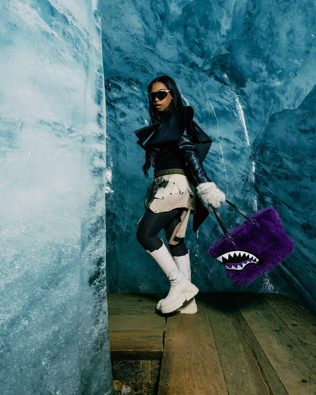 Sprayground FURZILLA SHARK (PURP) TOTE