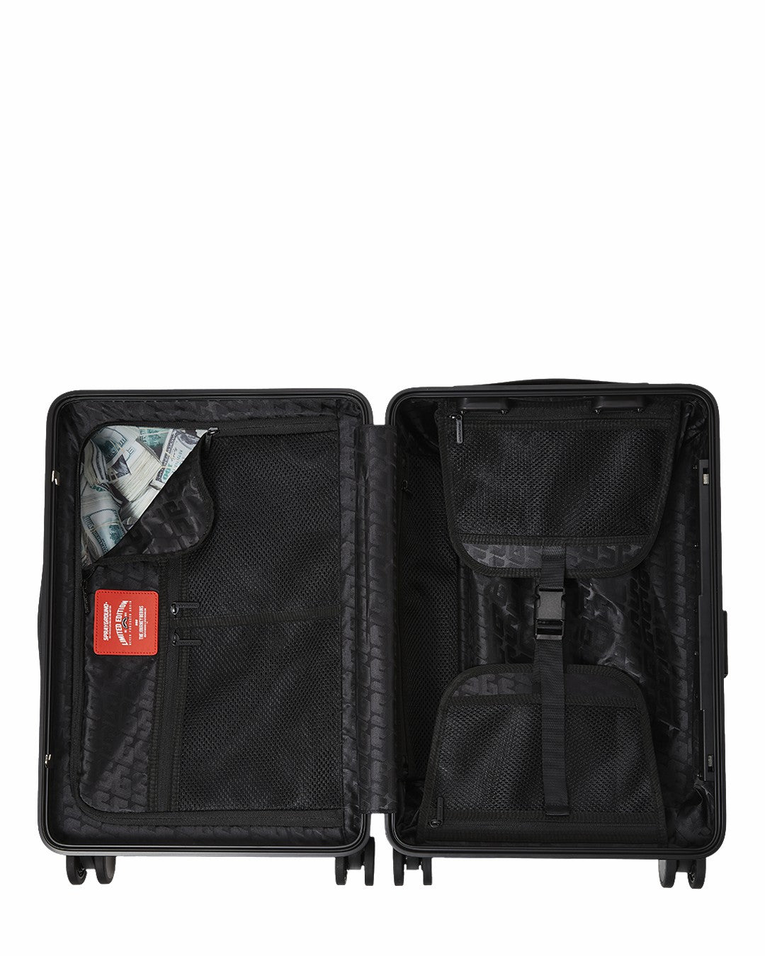 Sprayground THE JOURNEY BEGINS SHARKITECTURE CARRY-ON LUGGAGE BLACK WITH EXTRA STI