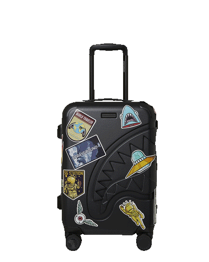 Sprayground THE JOURNEY BEGINS SHARKITECTURE CARRY-ON LUGGAGE BLACK WITH EXTRA STI