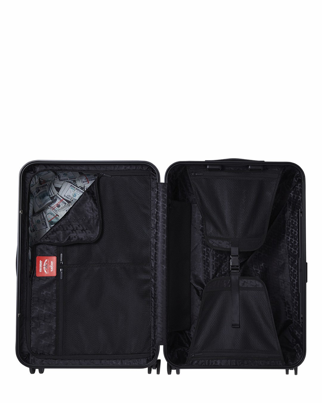 Sprayground REALITY CHECK SHARKITECTURE FULL-SIZE JETBLACK LUGGAGE (GUNMETAL HARDW