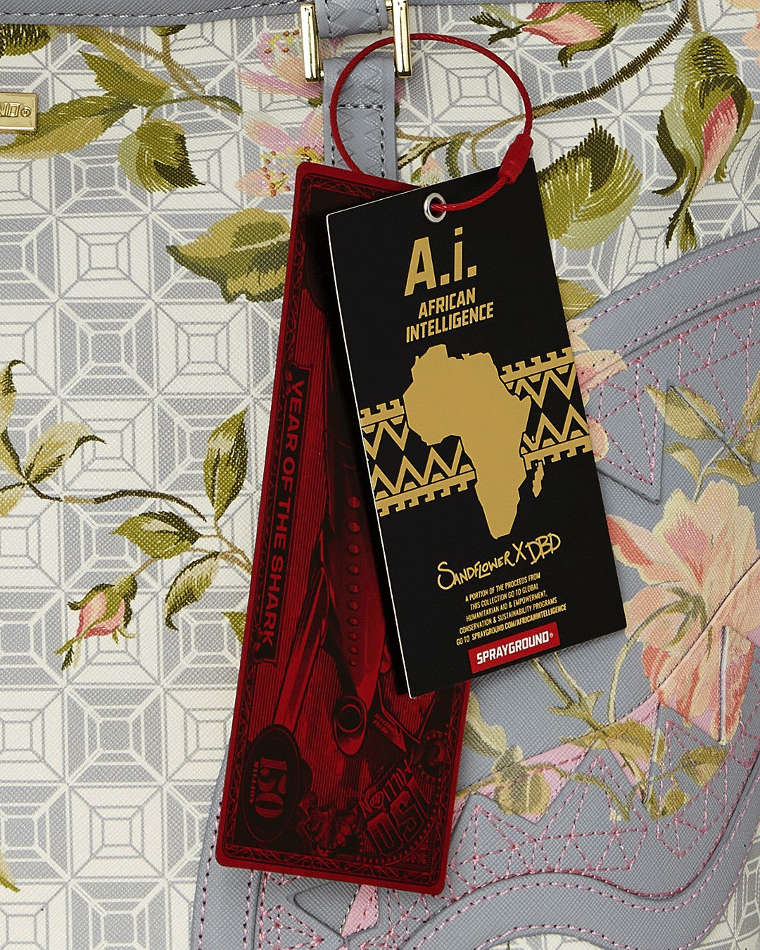 Sprayground A.I. AFRICAN INTELLIGENCE ELEGANT ENERGY TOTE - SANDFLOWER COLLAB