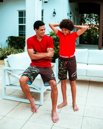 Sprayground KIDS CHECKS & CAMO SWIM TRUNKS