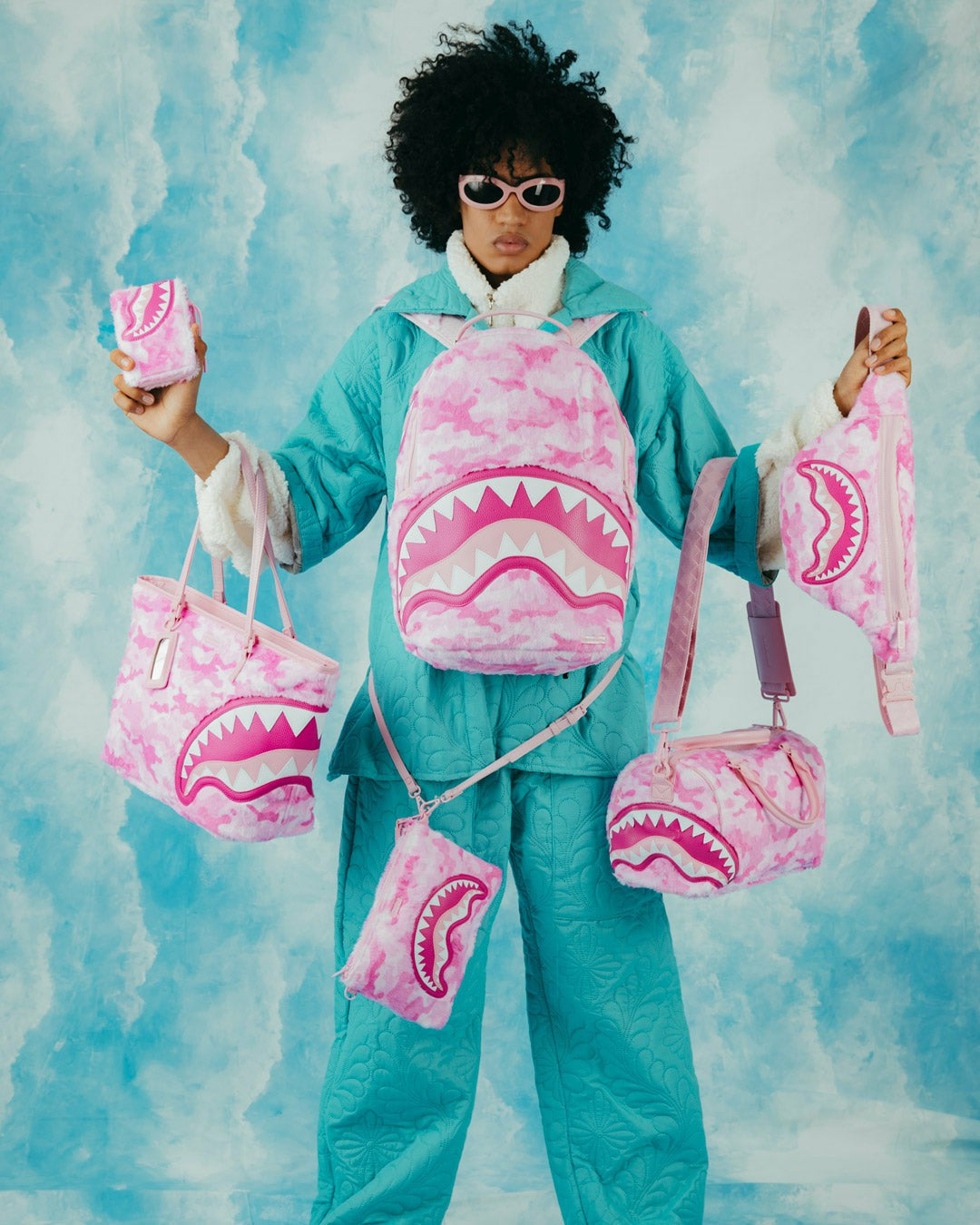 Sprayground FURRROCIOUS IN PINK CROSSOVER CLUTCH