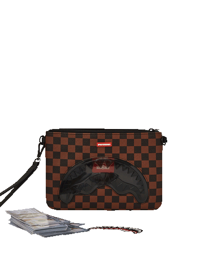 Sprayground SHARKS IN PARIS CLEAR FOR TAKEOFF CROSSOVER CLUTCH WITH STRAP