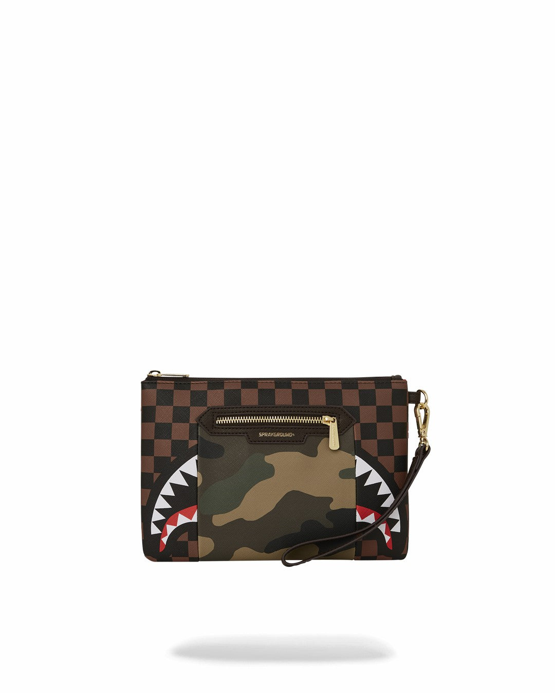 Sprayground EXTERIOR GOLD ZIP POCKET SHARKS IN PARIS CROSSOVER CLUTCH