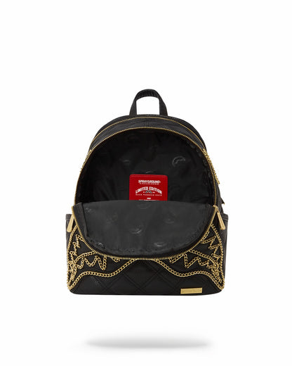 Sprayground NOIR QUILT GOLD CHAIN SHARK SAVAGE BACKPACK