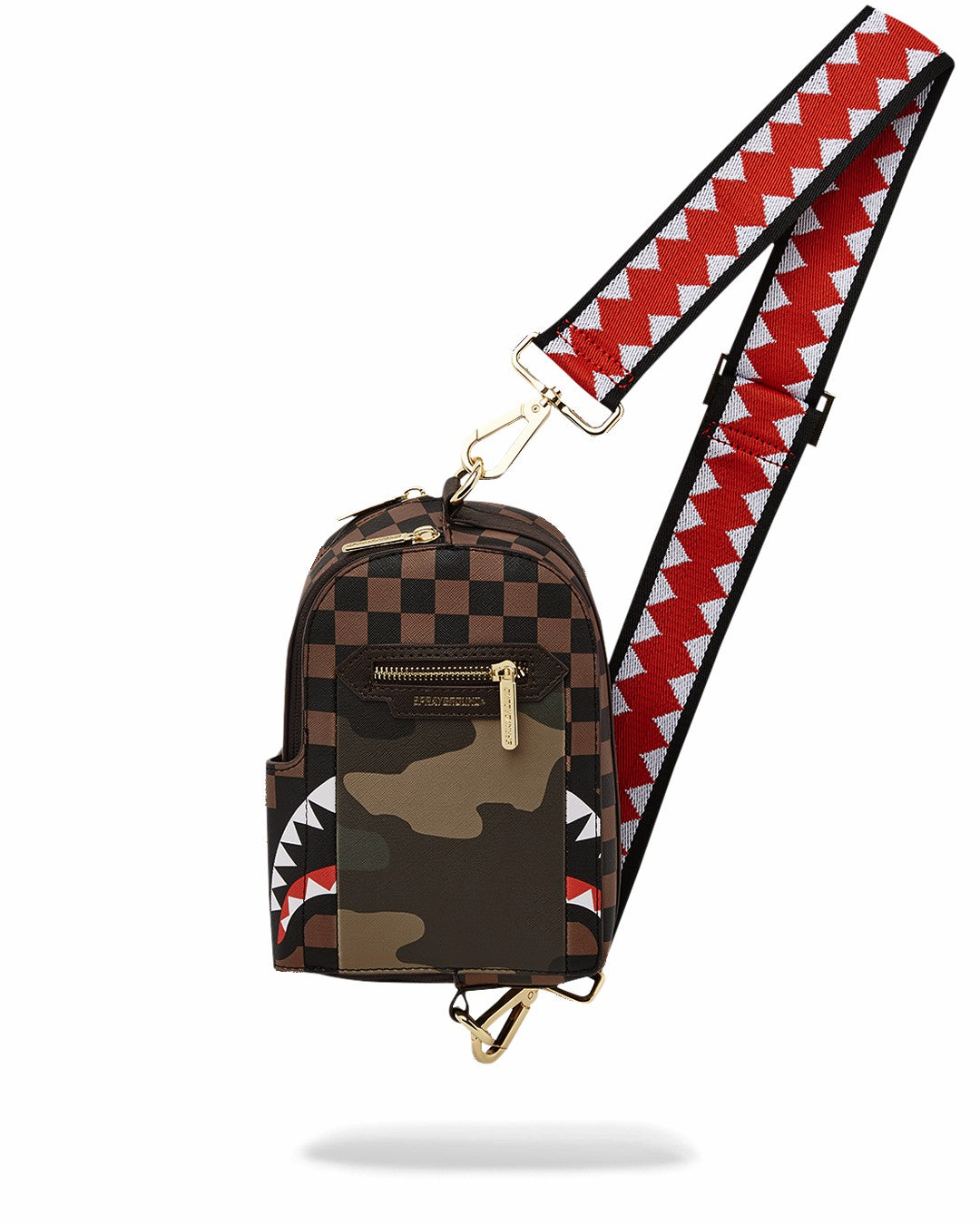 Sprayground EXTERIOR GOLD ZIP POCKET SHARKS IN PARIS BACKPACK SLING