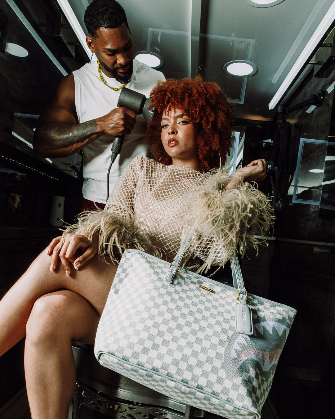 Sprayground KNIT SHARKS IN PARIS IN CREAM TOTE