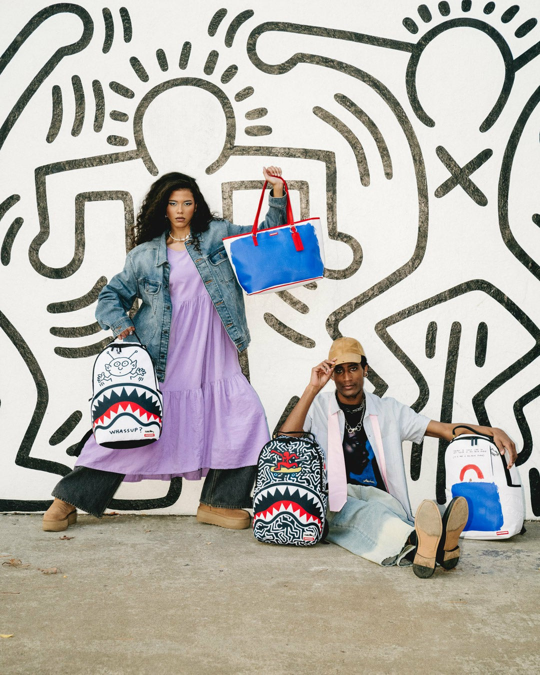 Sprayground KEITH HARING THE BIG BLUE PURSE ART TOTE