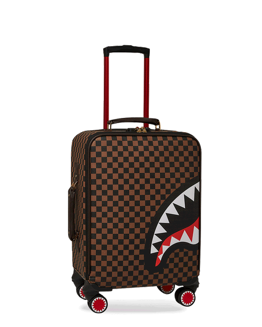 Sprayground EXTERIOR GOLD ZIP POCKET SHARKS IN PARIS JETSETTER CARRY-ON LUGGAGE