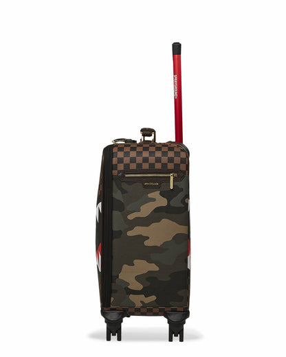 Sprayground EXTERIOR GOLD ZIP POCKET SHARKS IN PARIS JETSETTER CARRY-ON LUGGAGE