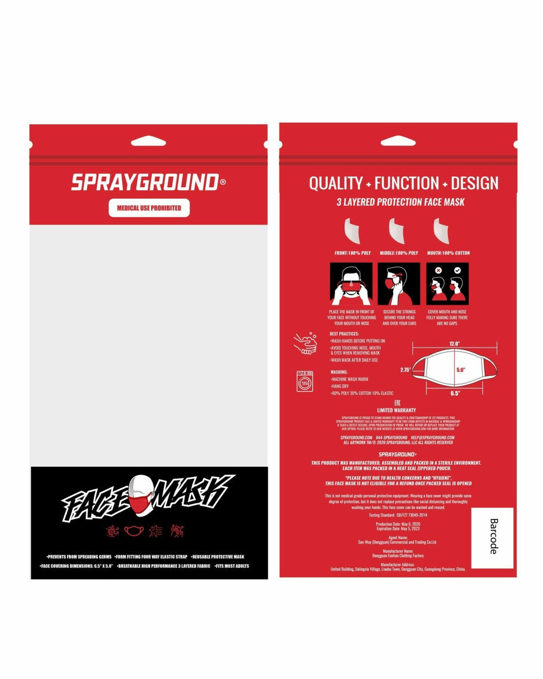 Sprayground BITE ME FORM-FITTING MASK
