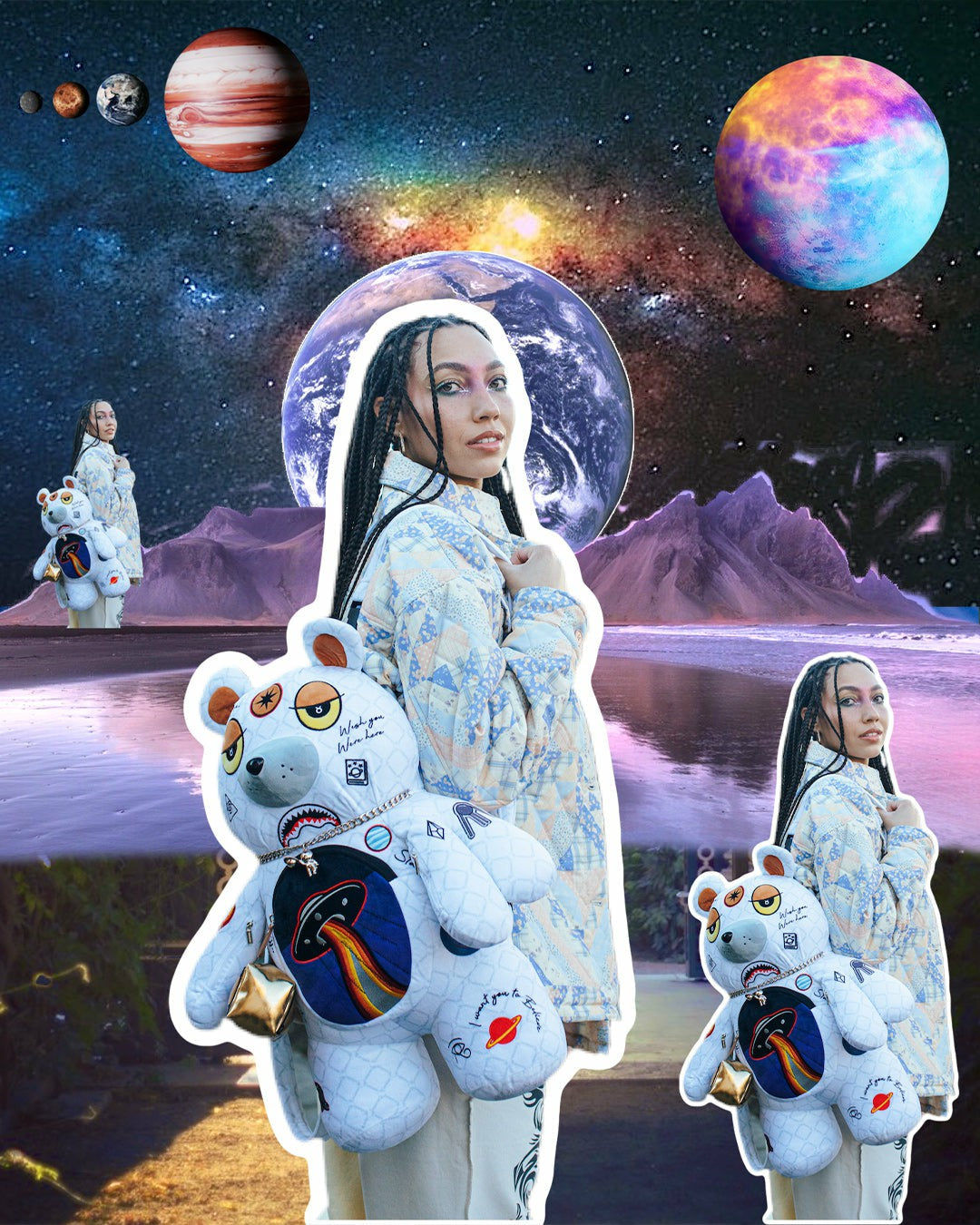 Sprayground UFO SPACED OUT MONEYBEAR TEDDYBEAR BACKPACK