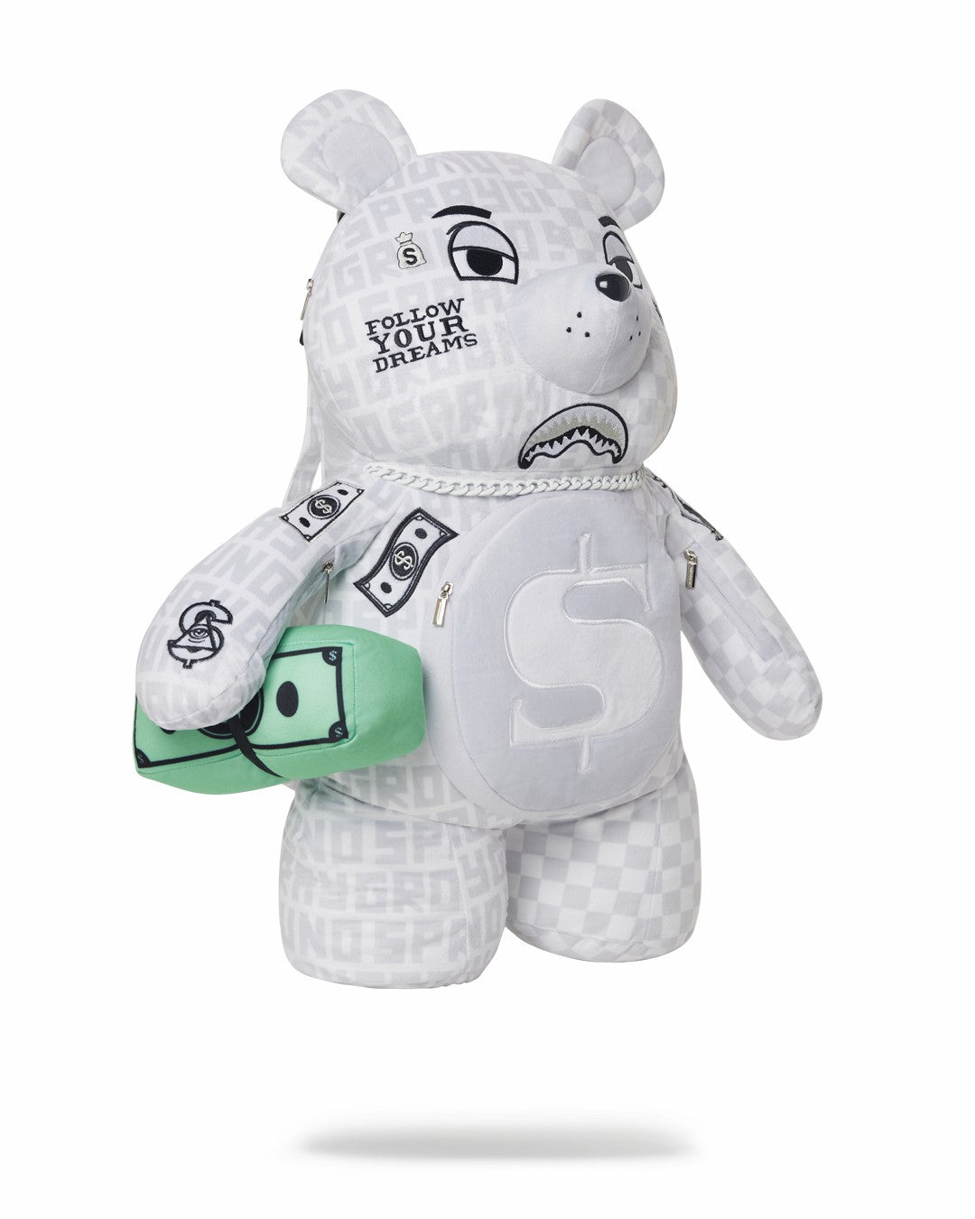 Sprayground SPLIT THE CHECK (PEARL) MONEYBEAR TEDDYBEAR BACKPACK