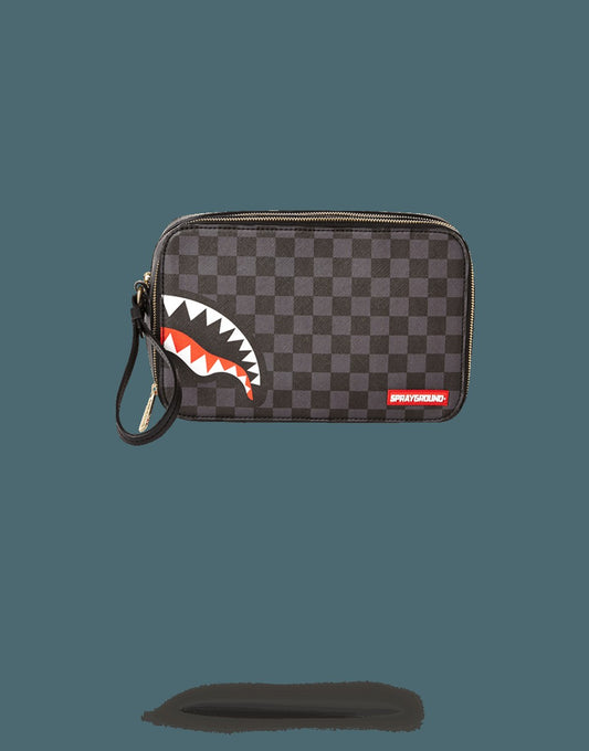 Sprayground SHARKS IN PARIS (BLACK CHECKERED EDITION) TOILETRY AKA MONEY BAGS