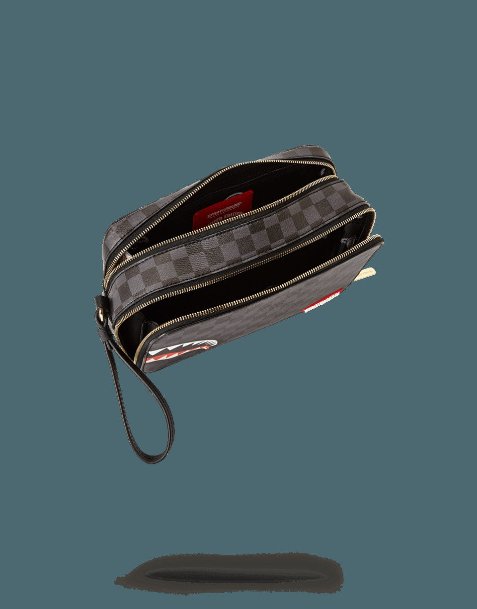 Sprayground SHARKS IN PARIS (BLACK CHECKERED EDITION) TOILETRY AKA MONEY BAGS