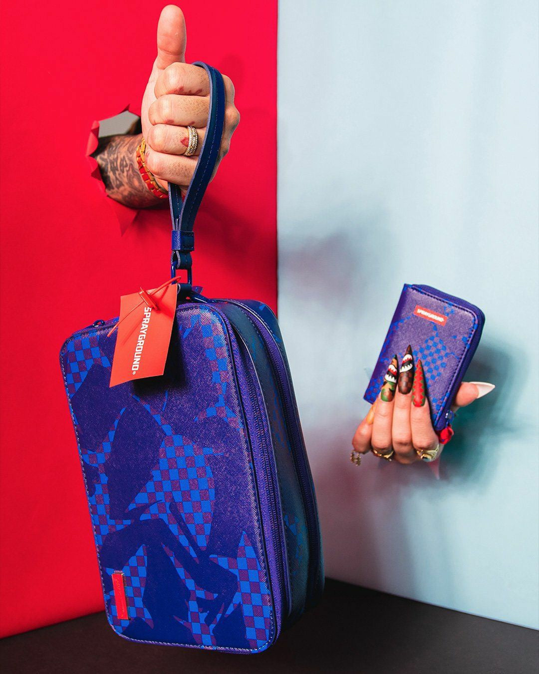 Sprayground SHARK CHECK (BLUE) WALLET