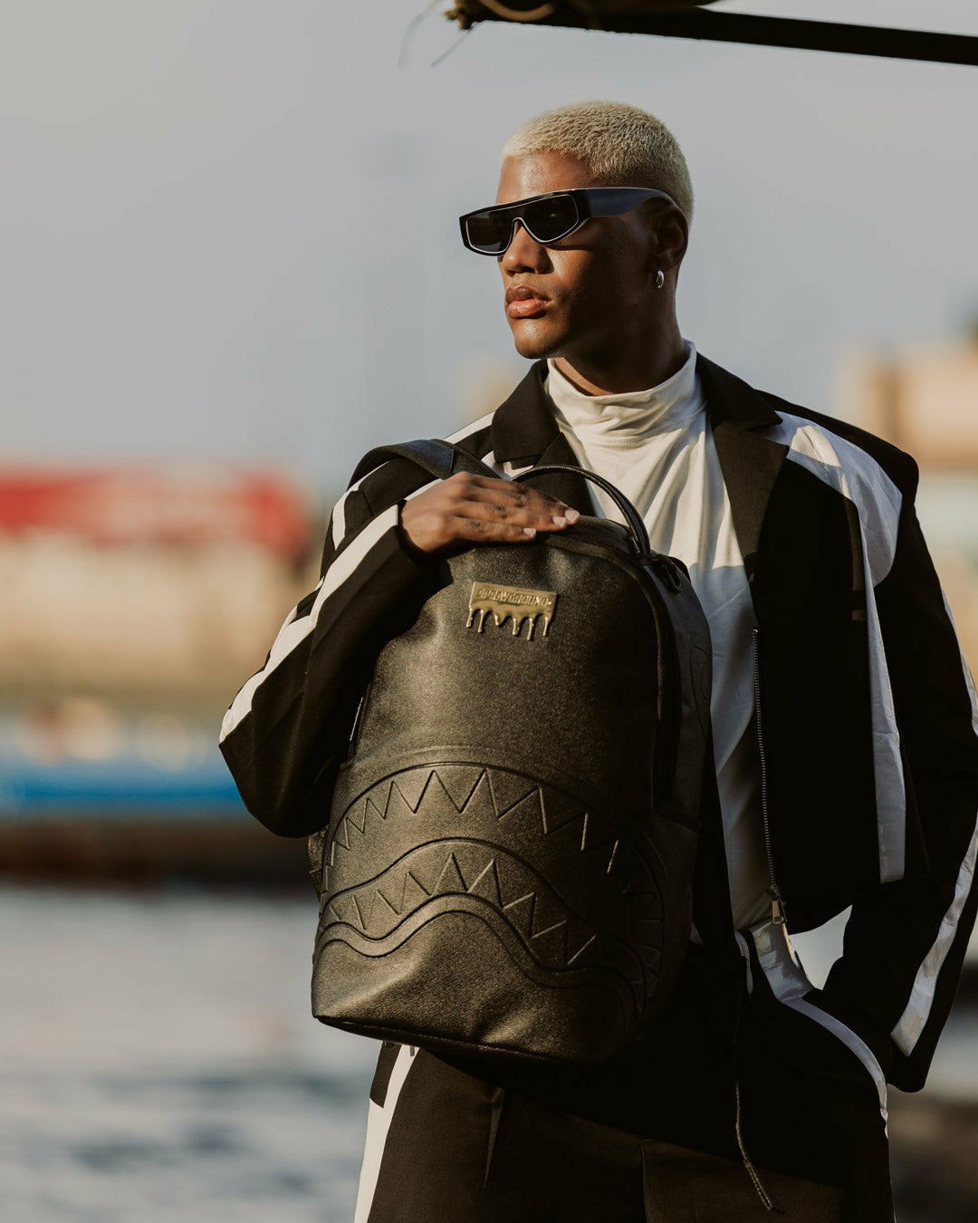Sprayground GOLD BRICK DRIP BLACK BACKPACK