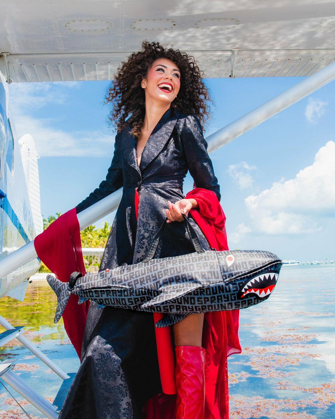 Sprayground SHARKFINITY STEALTH PILOT SHARK SHAPE DUFFLE
