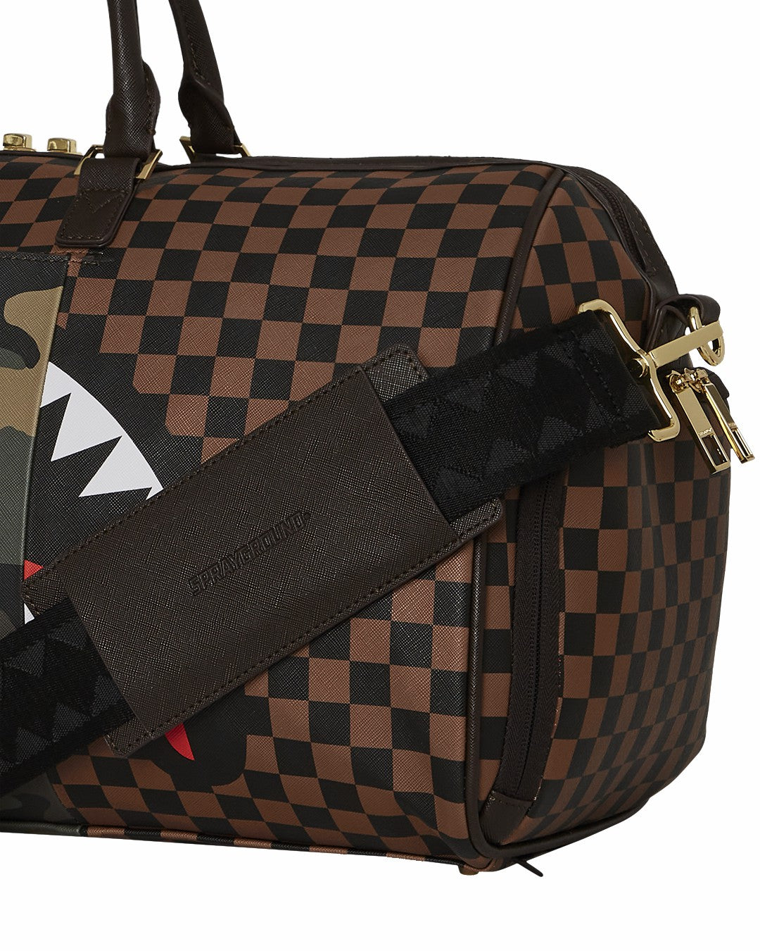 Sprayground EXTERIOR GOLD ZIP POCKET SHARKS IN PARIS DUFFLE