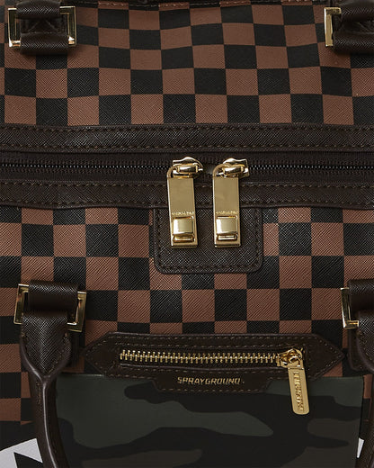 Sprayground EXTERIOR GOLD ZIP POCKET SHARKS IN PARIS DUFFLE