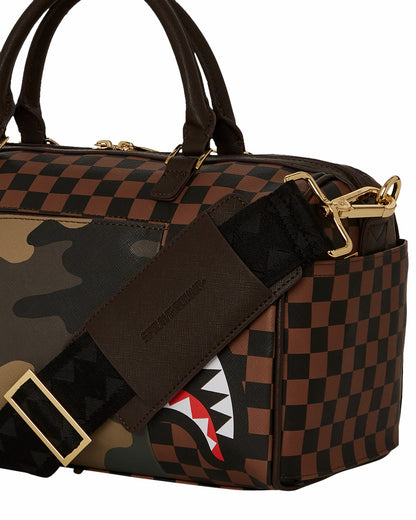 Sprayground EXTERIOR GOLD ZIP POCKET SHARKS IN PARIS MINI DUFFLE