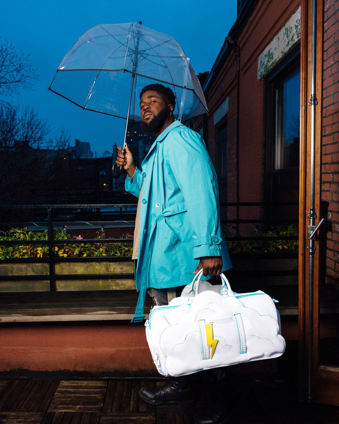 Sprayground CLOUDY WITH A CHANCE OF SHARK DUFFLE