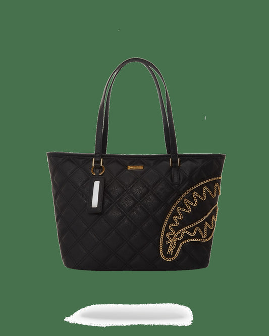 Sprayground NOIR QUILT GOLD CHAIN SHARK TOTE