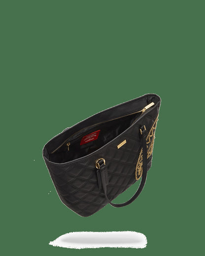 Sprayground NOIR QUILT GOLD CHAIN SHARK TOTE