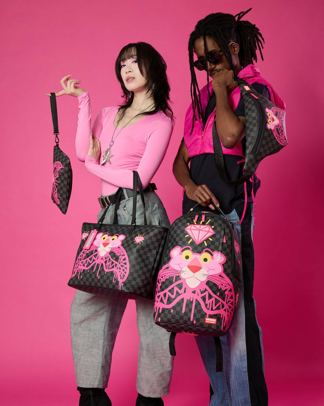 Sprayground PINK PANTHER DIAMOND SHARK SAVVY CROSSBODY