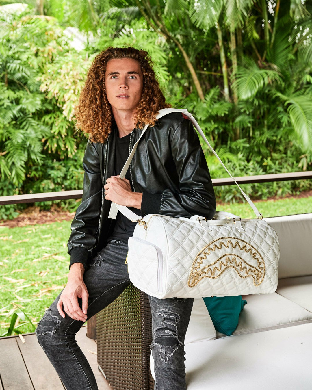 Sprayground RIVIERA LE BLANC GOLD CHAIN SHARK DUFFLE