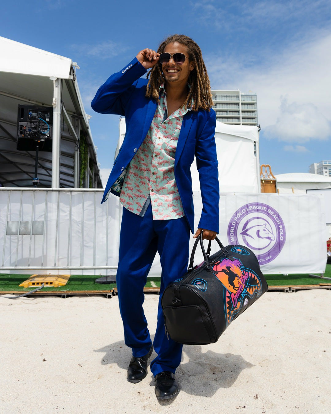 Sprayground MIAMI BEACH POLO COLLAB DUFFLE (BLACK)