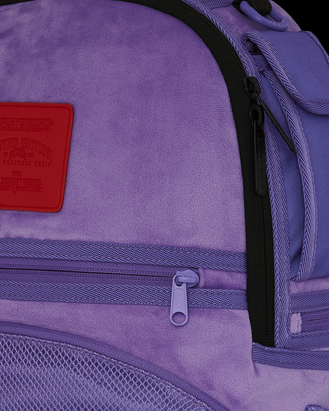 Sprayground NOOO WAY!!! A REVERSIBLE BACKPACK - PURPLE VELOUR TO OG SHARKS IN PARI