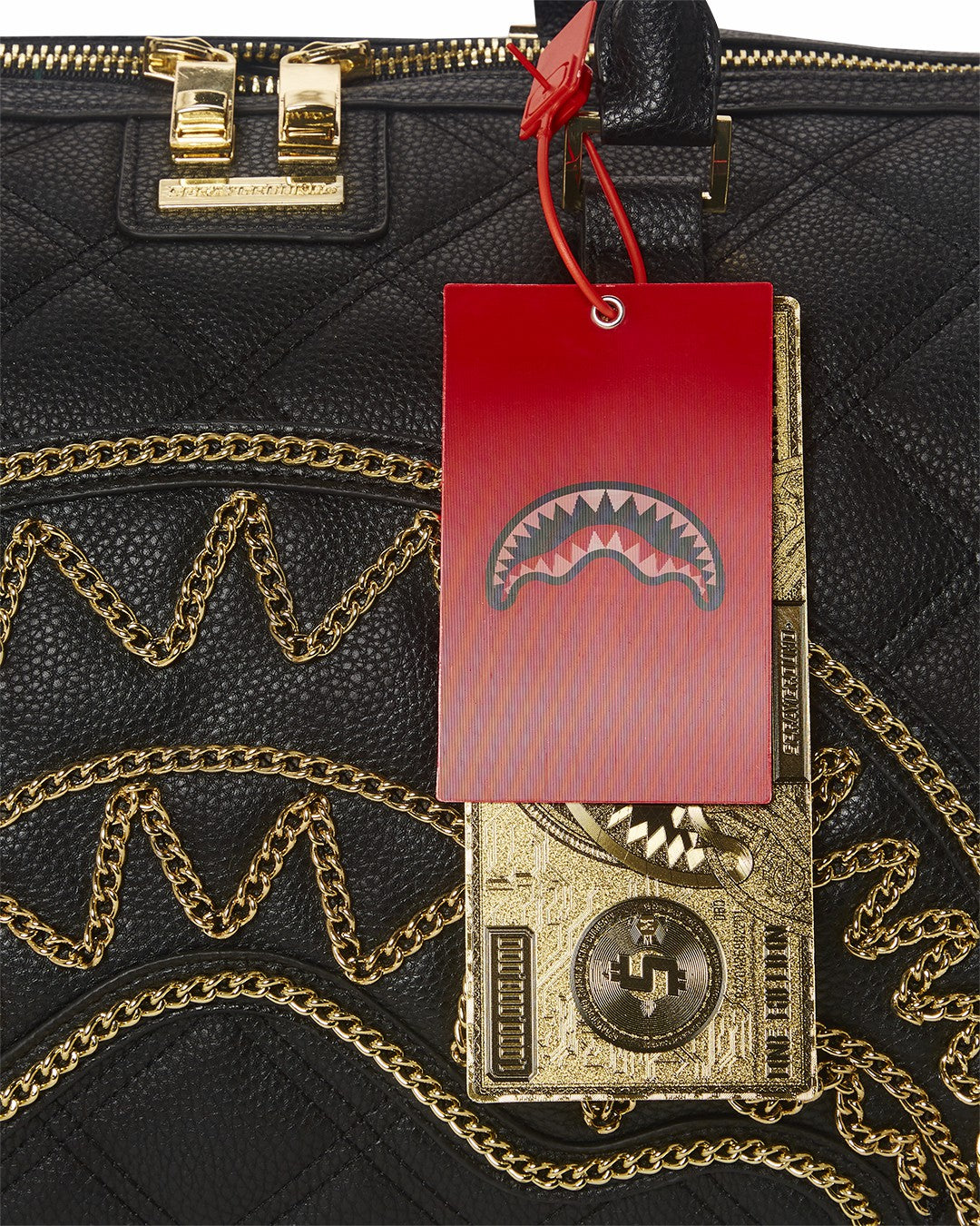 Sprayground NOIR QUILT GOLD CHAIN SHARK DUFFLE