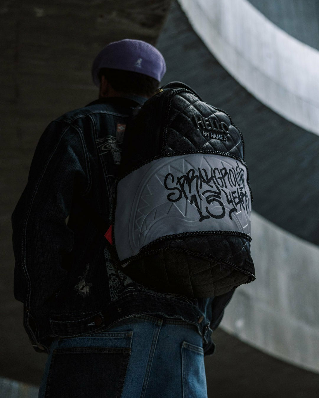 Sprayground HELLO MY NAME IS 15 YEARS QUILTED BACKPACK (SUPER RARE)